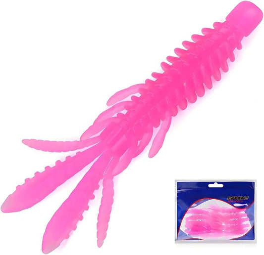 10 Pcs Soft Swimbait Lures, 6.4cm/2.5in Shrimp Shape Soft Plastic Fishing Lures Kit, Bass Fishing Lure Swim Baits with 5 Color, for Fishing Trout, Crappie, Bass, Redfish, Freshwater, Saltwater