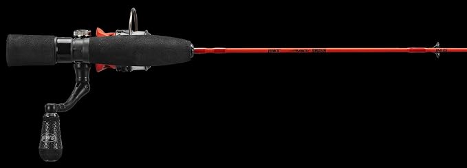 Lew's Mach Smash Ice Spinning Reel and Fishing Rod Combo, 1-Piece IM6 Graphite Blank, Right or Left-Hand Retrieve, Red/Black