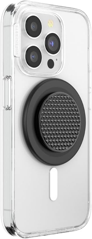 PopSockets Phone Grip for MagSafe, Magnetic Holder, Phone Stand, Black - Alum Triangle Knurled Black