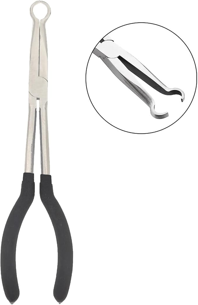1 Piece 11 Inch Long Reach - Long - circle plier-Degree Angle, Long Reach Circle PliersDesigned for Mechanics, Technicians, and Contractors Milled-Jaws Steel