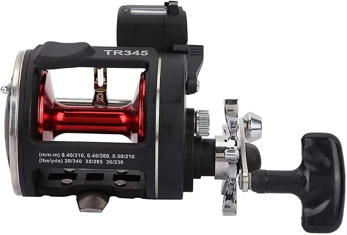 Trolling Reels Equipped Ice Fishing Rod & Reel Combos Aluminum Alloy Drum Wheel Fishing Reel with Line Counter for Sea Fishing