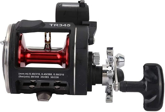 Trolling Reels Equipped Ice Fishing Rod & Reel Combos Aluminum Alloy Drum Wheel Fishing Reel with Line Counter for Sea Fishing
