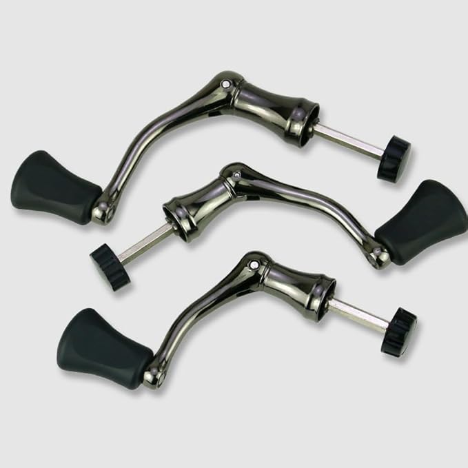 Fishing Swivel Reel Handle, Metal Rocker Grip Fishing Swivel Reel Handle Grip, Full Metal, Grip for Spin Reel EVA Replacement Grip Parts-M