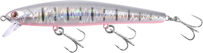 LITTMA California Surf Fishing Lures Saltwater Jerkbait Crankbait Surf Minnow 110/125 - Metallic Sardine Super Glow & Pearl Pink Belly Glow Lures for Halibut & Striper Fishing