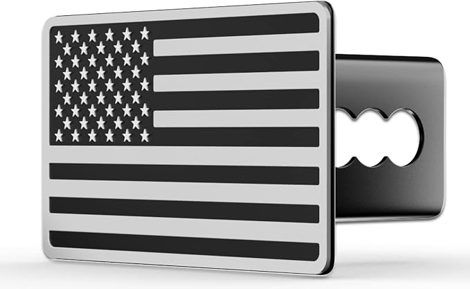 Heavy American Flag Metal Trailer Hitch Covers for 2 inch Receivers,Tow Hitch Covers 2 Inch for Truck Accessories (with 5/8-Inch Pin Diameter Trailer Hitch Lock,Chrome Line)