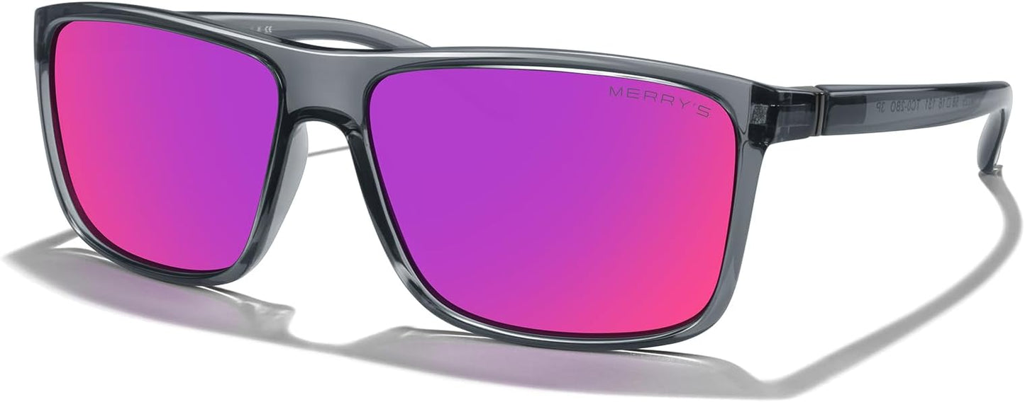 MERRY'S Rectangular Polarized Sports Sunglasses for Men Women Cycling Driving Fishing UV400 Protection S8225