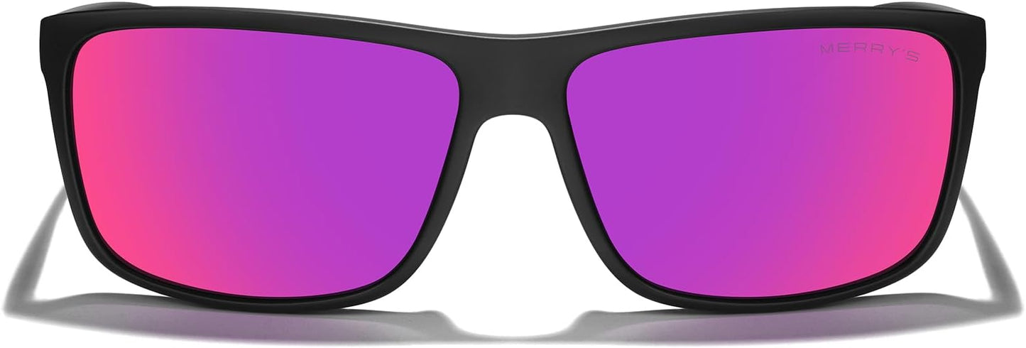 MERRY'S Rectangular Polarized Sports Sunglasses for Men Women Cycling Driving Fishing UV400 Protection S8225