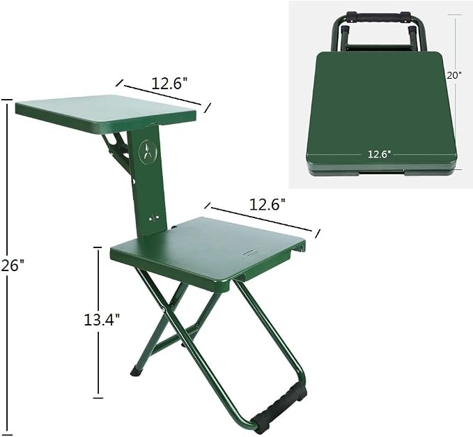 Folding Camping Chair Stool Portable Fishing Stool, Multi-Functional 3 in 1 Folding Chair with Side Table for Outdoor Camping, Hunting, Hiking, Beach, Picnic