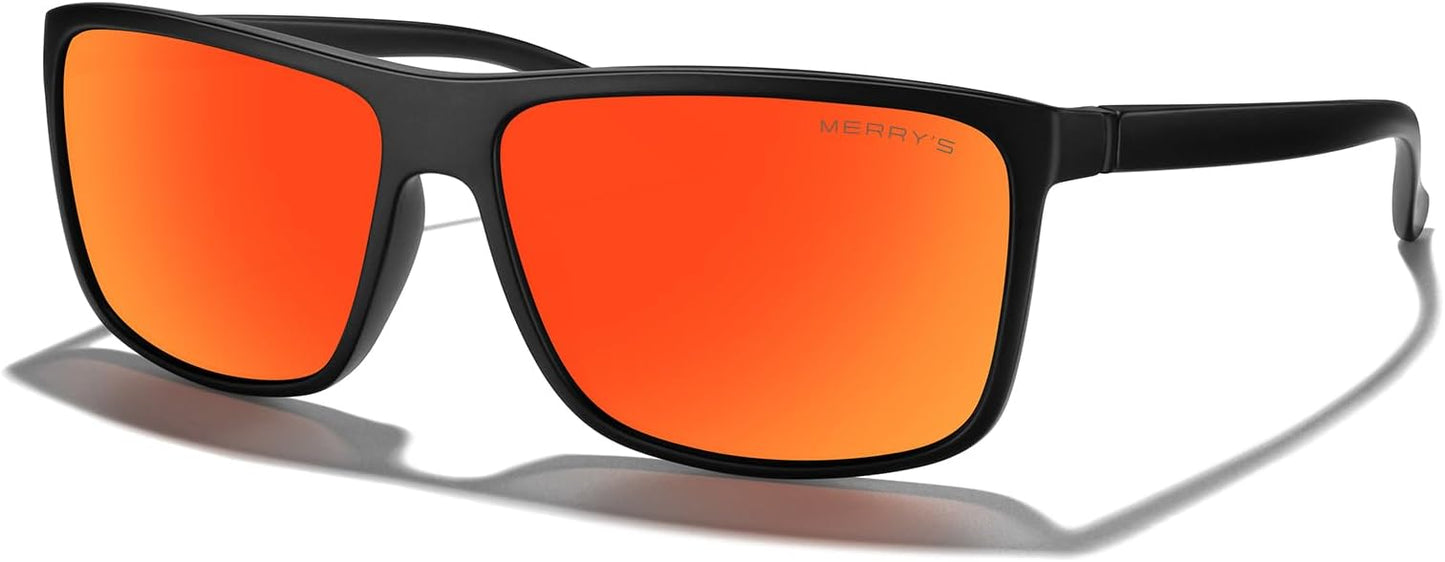 MERRY'S Rectangular Polarized Sports Sunglasses for Men Women Cycling Driving Fishing UV400 Protection S8225