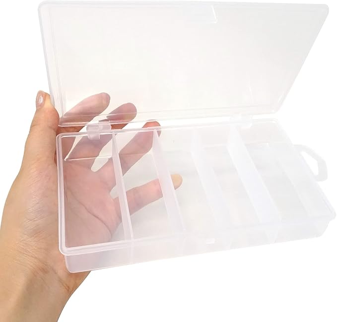 Honbay 2PCS Clear Visible Plastic Fishing Tackle Accessory Box Fishing Lure Bait Hooks Storage Box Case Container Jewelry Making Findings Organizer Box Storage Container Case (M:7"x4.3"x1.2")