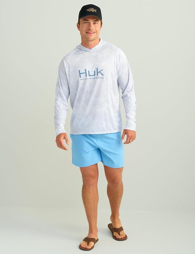 HUK Mens Pursuit Pattern Crew Sleeve Shirt, Performance Shirt