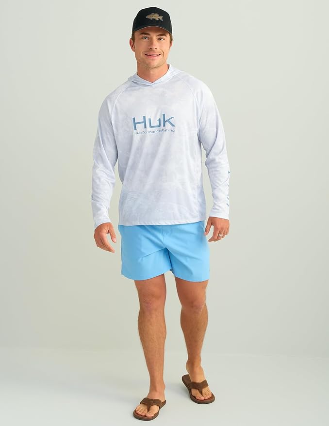 HUK Mens Pursuit Pattern Crew Sleeve Shirt, Performance Shirt