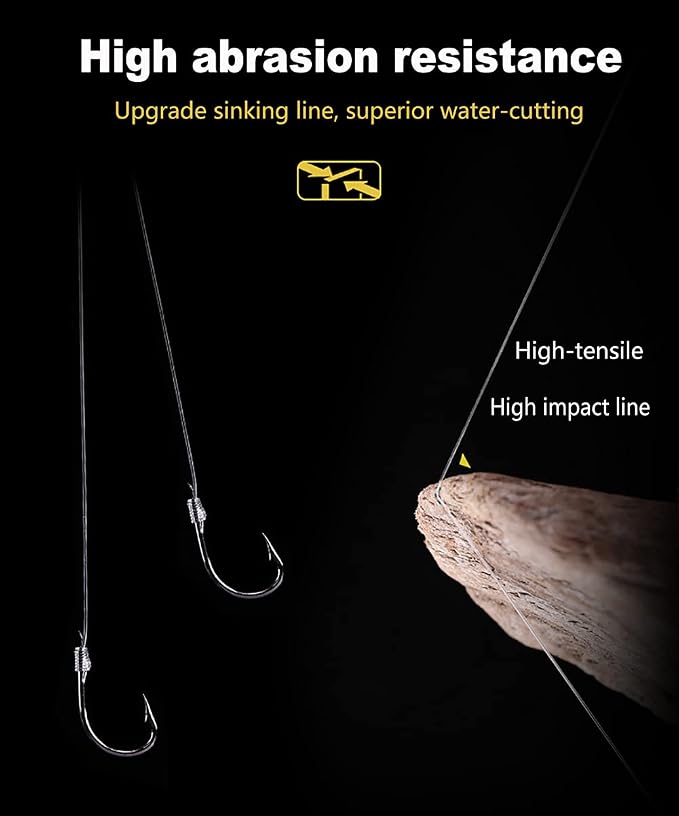 Dyxssm Small Fishing Hooks with Line, Tiny Fishing Hook on Nylon Line (Pack of 20)