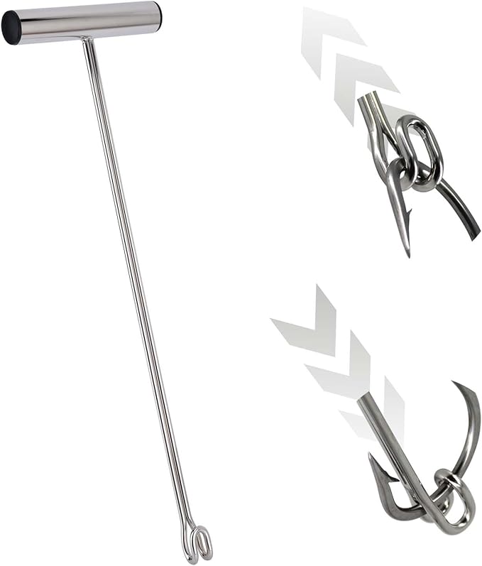 Stainless Steel Fishing Hook Remover，Dehooker Tool,Push/Pull Hook Remover，Anti-Lost Saltwater Dehooker Tool Shark Hook Remover