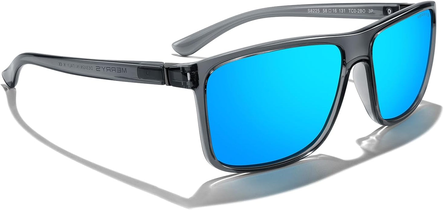 MERRY'S Rectangular Polarized Sports Sunglasses for Men Women Cycling Driving Fishing UV400 Protection S8225