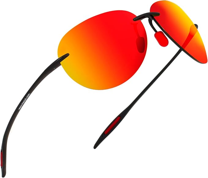 JULI Sports Sunglasses for Men Women Tr90 Rimless Frame for Running Fishing Golf Surf Driving MJ8009