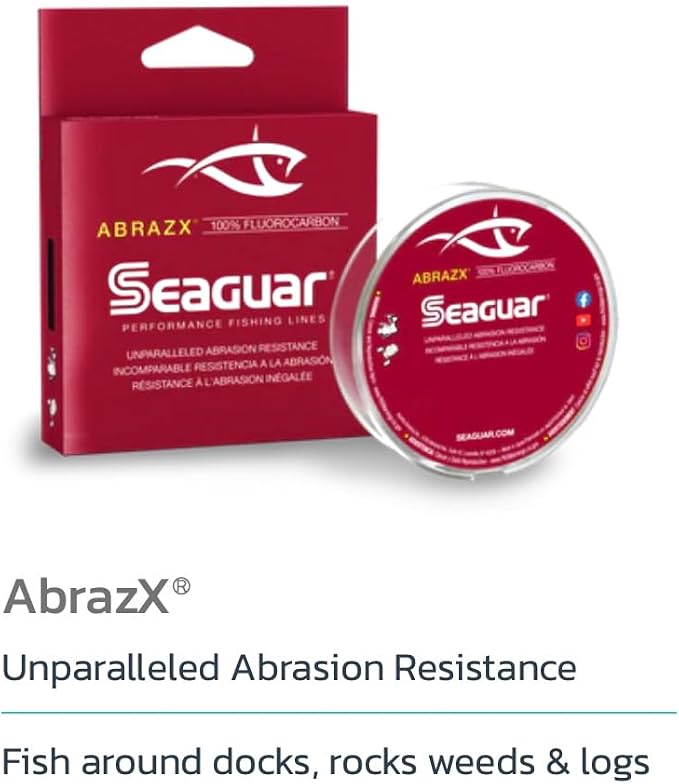 Seaguar AbrazX Freshwater Abrasion Resistant Fluorocarbon Fishing Line for Docks, Rocks, Weeds, & Logs - Multiple Sizes