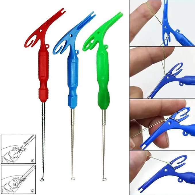 6 Pack Fish Hook Remover Tool 3in1 Fishing Hook Quick Removal Device Knot Tyer Fishing Knot Tying Tool Tying Fishing Line to Hooks Portable Fast Fishing Tie Hook
