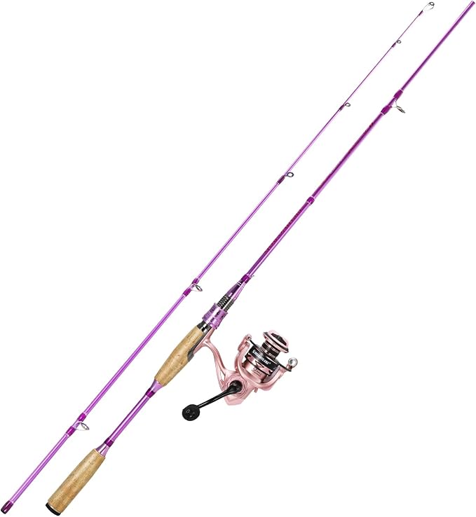 Sougayilang Colorful Spinning Rod and Reel Combo - 2-Piece Graphite Fishing Pole with Smooth Reel for Freshwater Great Gifts