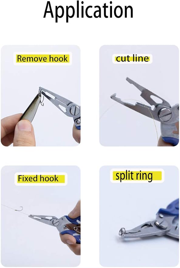 Fishing Pliers Stainless Steel Fish Hook Remover, Saltwater Resistant Fishing Braid Scissors Braided Line Cutter, Split Ring Opener Fishing Tools (5in-3pcs)