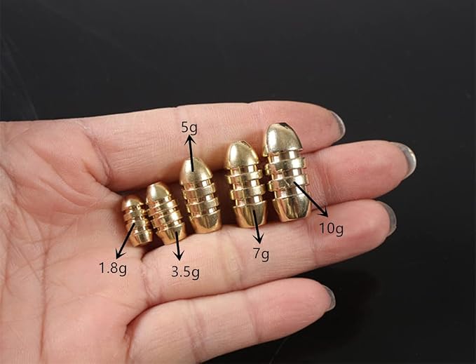 Toasis Brass Fishing Weight Texas Carolina Rig Fishing Bullet Sinker Set Assorted Size