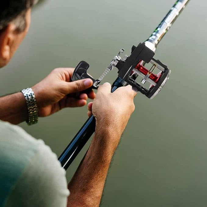 Trolling Reels Equipped Ice Fishing Rod & Reel Combos Aluminum Alloy Drum Wheel Fishing Reel with Line Counter for Sea Fishing