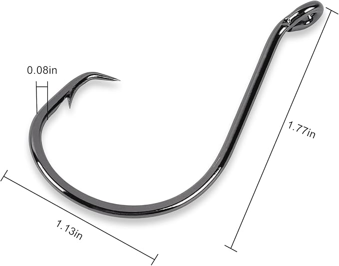 UCEC Circle Hooks Fishing Hooks 2X Strong Offset Circle Hooks Saltwater Black High Carbon Steel Octopus Catfish Fishing Hooks Fishing Gear Tackle 150pcs/ 240pcs - Size:#1 1/0 2/0 3/0 4/0 5/0 6/0 8/0