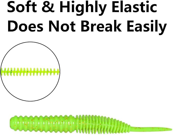 Soft Swimbait Plastic Fishing Lures 5PCS Tapeworm Fihsing Lure Worms Threaded Maggots Lures Segmented for Saltwater Freshwater Fishing
