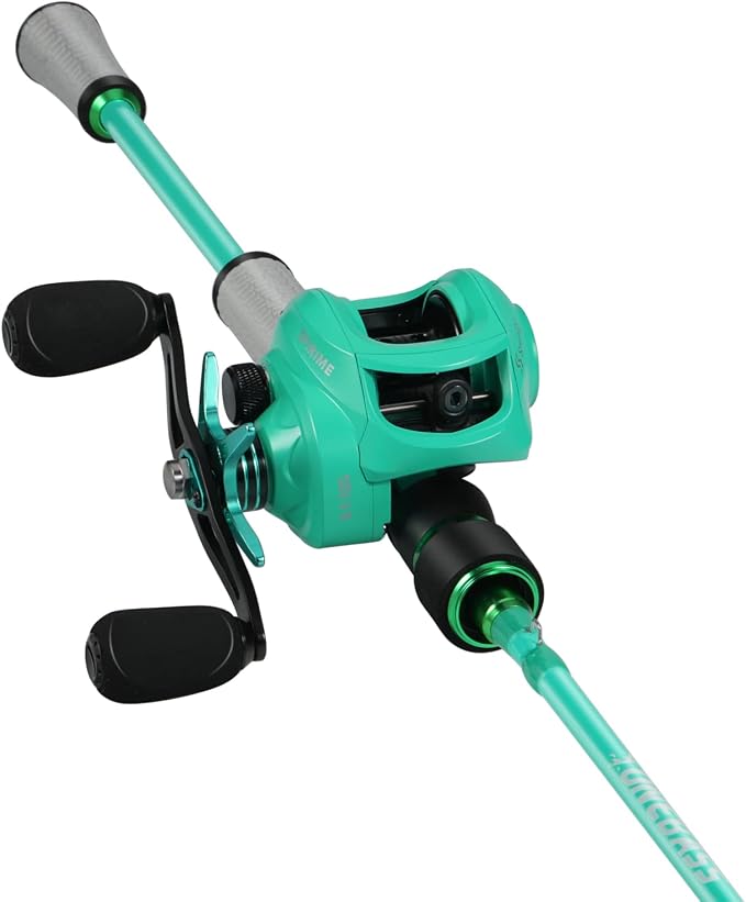 One Bass Fishing Rod Reel Combo, Baitcasting Fishing Pole with Graphite 2Pc Blanks