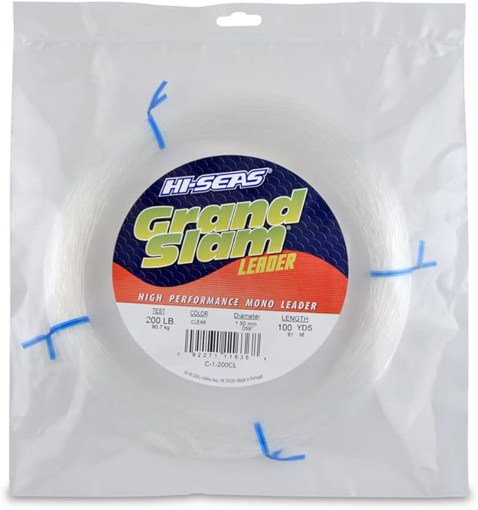 HI-SEAS Grand Slam Monofilament Fishing Leader - Superior Strong Clear Black, for Freshwater & Saltwater Big Game Bottom Fishing, Trolling