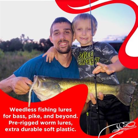 DeLong Lures 6" KILR Worm – Made in USA Weedless Pre-Rigged Soft Plastic Swimbaits, Extra Durable Bass Fishing Lures for Pike and More, 5-Pack Variety
