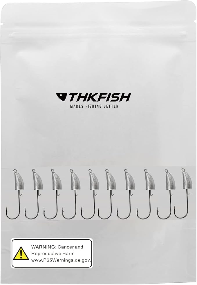 THKFISH Weedless Swimbait Jig Heads for Bass Fishing, Weighted Texas Rig Hook Fishing Hooks Saltwater Freshwater 1/8 oz, 1/6 oz, 1/4 oz, 3/8 oz, 1/2 oz,3/4 oz