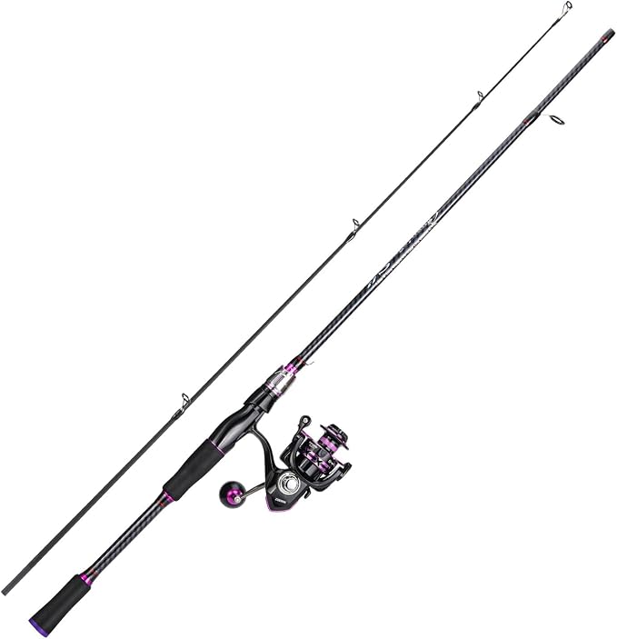 Sougayilang Spinning Fishing Combos, Carbon&Glass Fiber Composite 2 Piece Fishing Rods with 2000 Size Spinning Reel- 6'0"