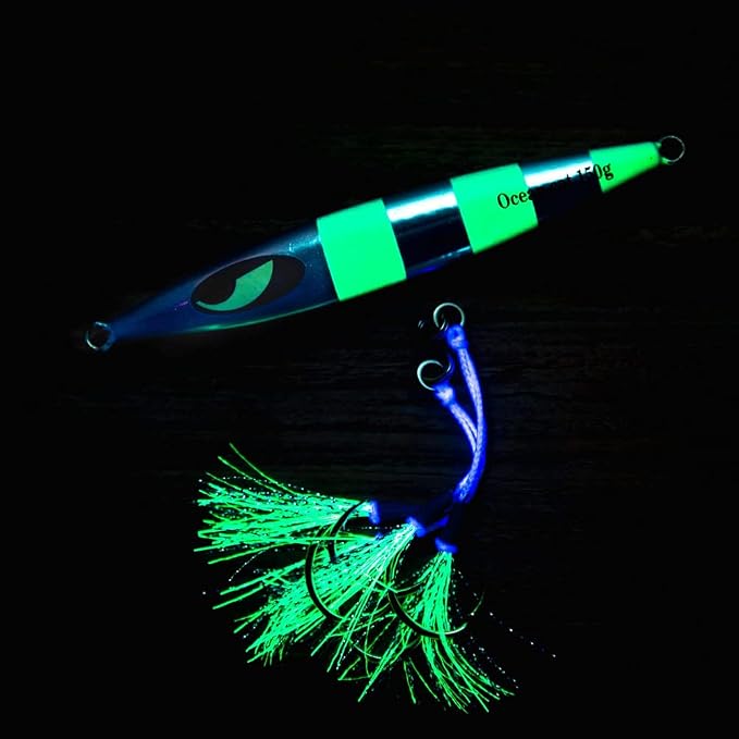 OCEAN CAT Lead Metal Flat Slow Fall Pitch Fishing Jigs Lures Sinking Vertical Jigging Bait with Butterfly Hook for Saltwater Fishing