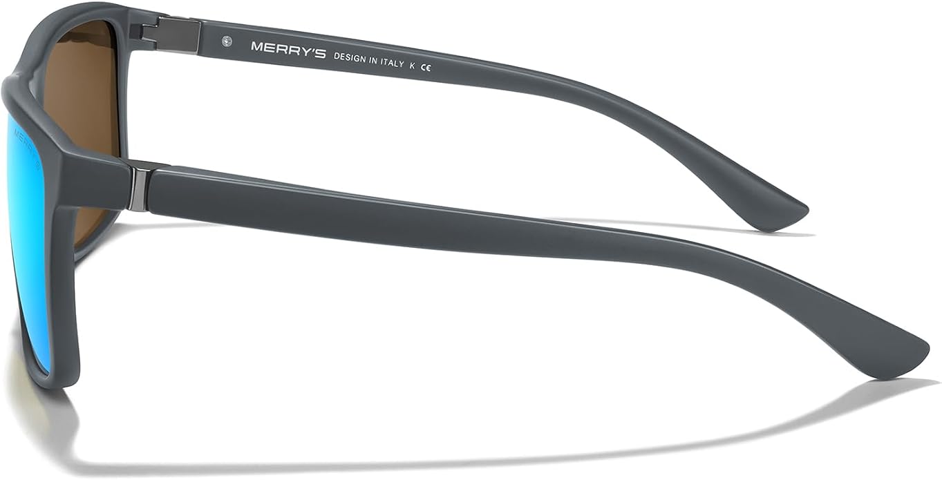 MERRY'S Rectangular Polarized Sports Sunglasses for Men Women Cycling Driving Fishing UV400 Protection S8225