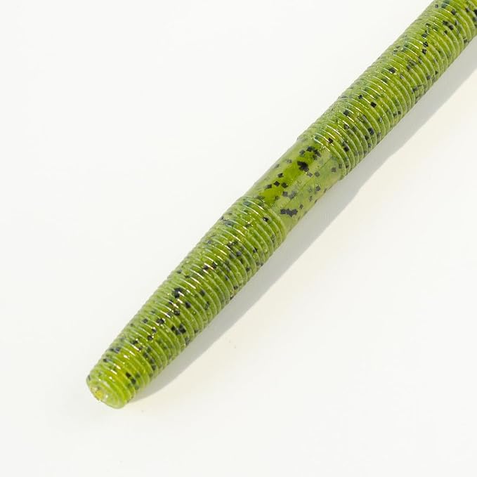Senko Bait Soft Plastic Lures 5" Senkos 24 Pcs/100pcs for Wacky Rig Freshwater Fishing Green Pumpkin senko with Black Flake Pink Watermelon Double Color