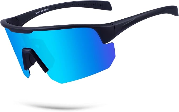 BangLong Lightweight Polarized Sports Sunglasses for Men Women, UV400 Protection Wrap-Around Sunglasses for Running Cycling