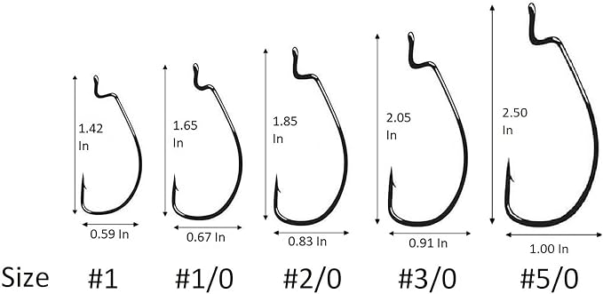 Angler's Grotto EWG Offset Shank Worm Hook | 15/25 Count Per Pack | Freshwater Saltwater Fishing Hooks | High Carbon Steel Extra Strength | Size #1#1/0#2/0#3/0#4/0#5/0