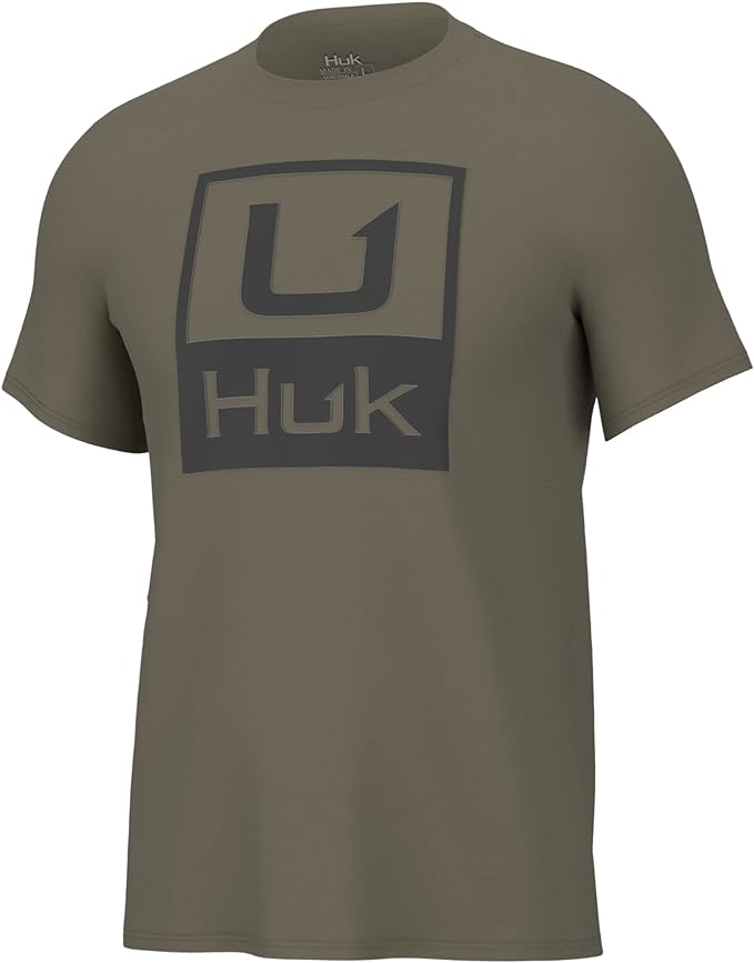 HUK Mens Performance Fishing Logo Tee, Short Sleeve T-Shirt for Men