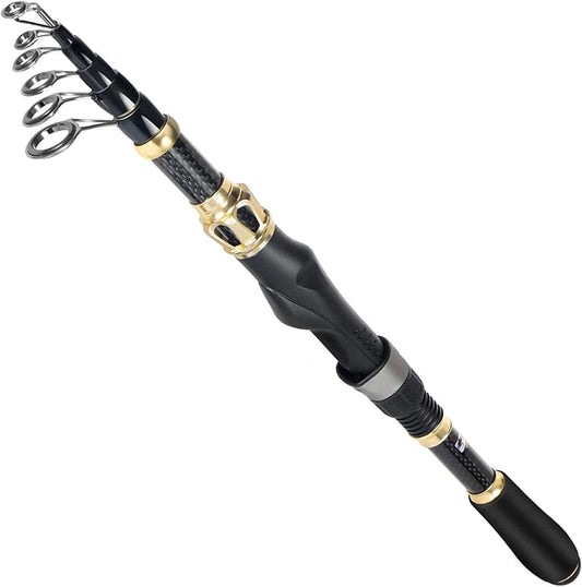 PLUSINNO Fishing Rod and Reel Combo, Telescopic Fishing Pole Kit with Spinning Reel, Tackle Box, Fishing Lures and Travel Carrying Bag, Fishing Gear Gifts for Men