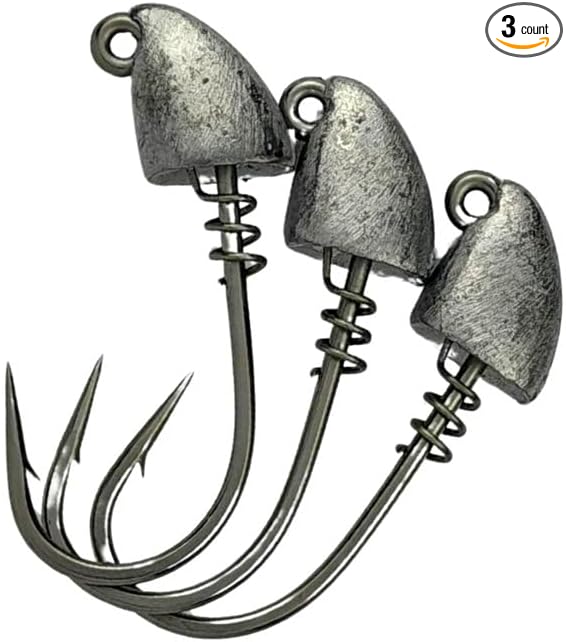 AM Fishing TX Jigheads – Premium Saltwater & Freshwater Fishing Jig Heads, Corrosion-Resistant Mustad Steel Hooks, Custom Screw Lock, 2/0 Hook Size, Multiple Weights, 3-Pack