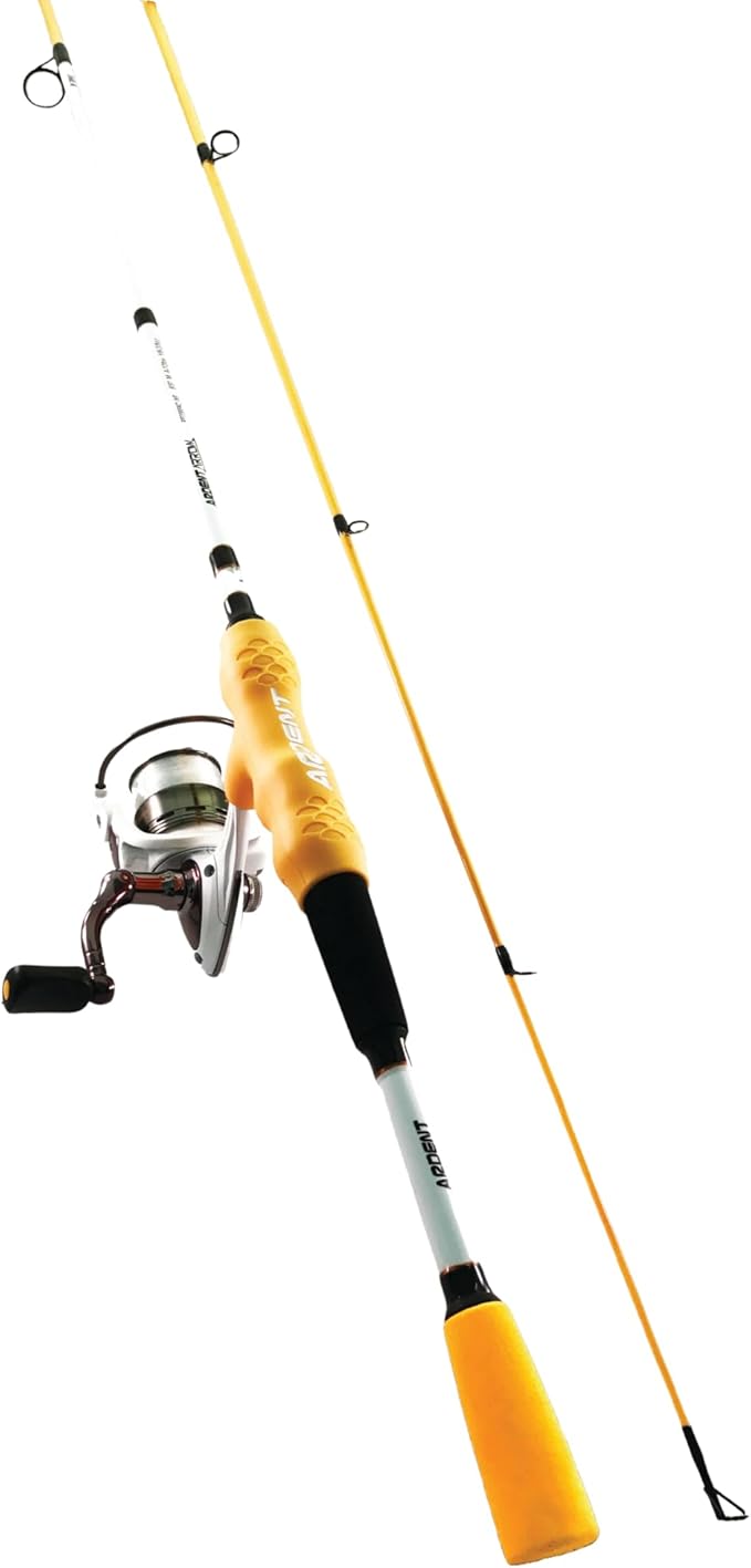 Ardent Primo Comfort Grip Fishing Rod and Reel Combo, Yellow, 5.1:1 Gear Ratio and 4+1 Ball Bearings, 2000 Size Reels, Reduce Hand Fatigue and Irritation, Spinning Pole for Freshwater Fish