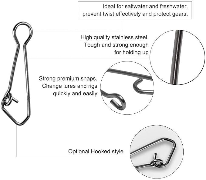 Dr.Fish Sinker Slides for Fishing, Sinker Weight Silder Line Slide Sleeve Swivel Duo Lock Snaps for Saltwater Surf Bottom Fishing Fish Fider Rig Catfish Rig