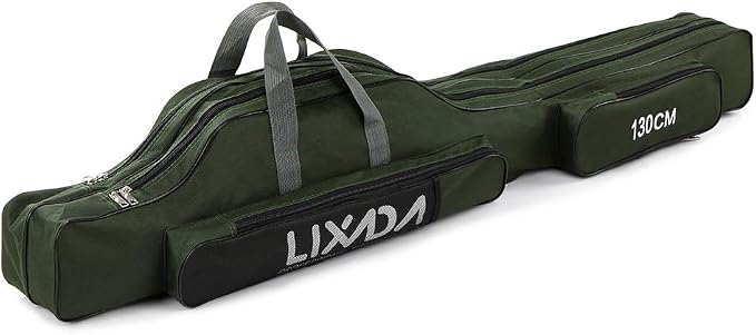 Lixada Fishing Rod Case, Portable Folding Fishing Rod Case Fishing Pole Reel Storage Bag Fishing Gears Organizer