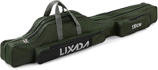 Lixada Fishing Rod Case, Portable Folding Fishing Rod Case Fishing Pole Reel Storage Bag Fishing Gears Organizer