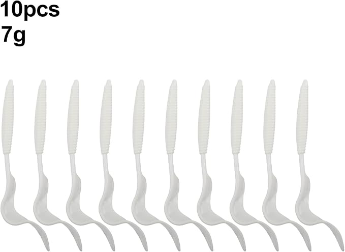 Soft Fishing Lures 3.5cm Red Worm Earthworm Bait Simulation PVC Gel Squid Tentacles for Freshwater Saltwater Fishing Tackle 10 Pack(White)
