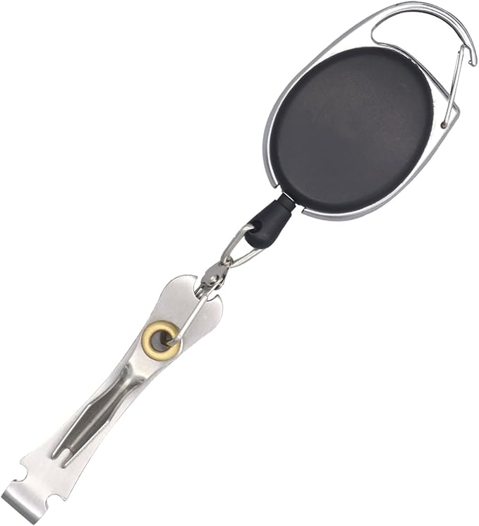 Fly Fishing Nipper – Multi-Function Knot Tying Tool, Line Clipper & Hook Eye Cleaner, 24" Retractor，Lightweight Fly Fishing Accessories（Silver）