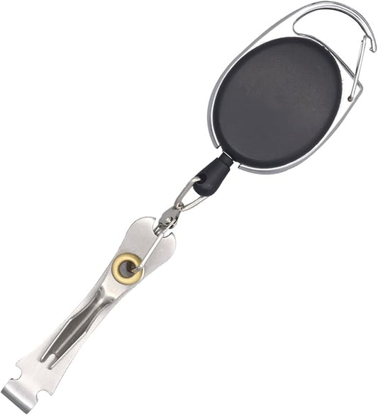 Fly Fishing Nipper – Multi-Function Knot Tying Tool, Line Clipper & Hook Eye Cleaner, 24" Retractor，Lightweight Fly Fishing Accessories（Silver）