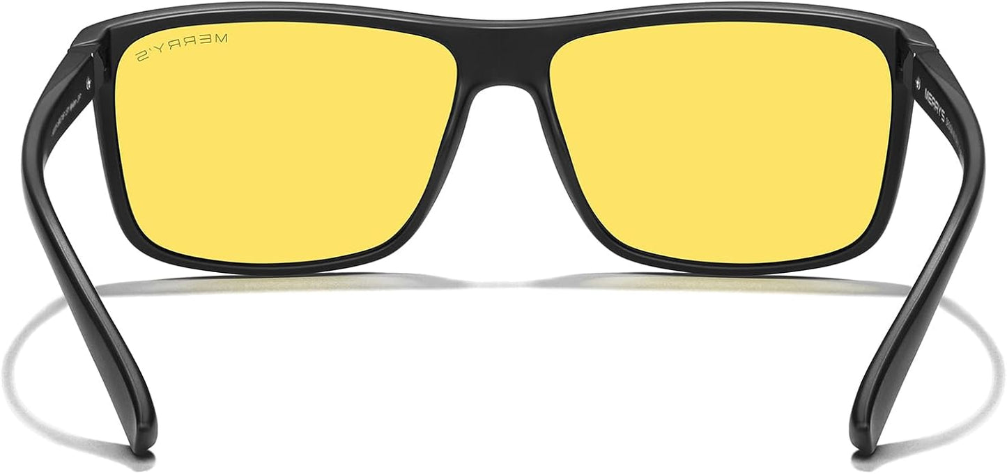 MERRY'S Rectangular Polarized Sports Sunglasses for Men Women Cycling Driving Fishing UV400 Protection S8225