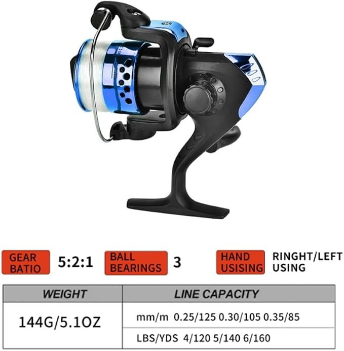 Fishing Reels Baitcasting Fixed Spool Reel Powerful Carp Fishing Reel Spinning 5.2: 1 Gear Ratio Fishing Reel Tackle Accessory Freshwater/Saltwater Use